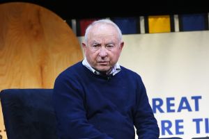 Patagonia Founder Yvon Chouinard in a navy blue sweater.